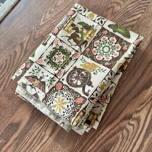 Vtg Novelty 1776 Patriotic Liberty Bell Eagle Penn Dutch Sew Fabric Appr 69”x47”